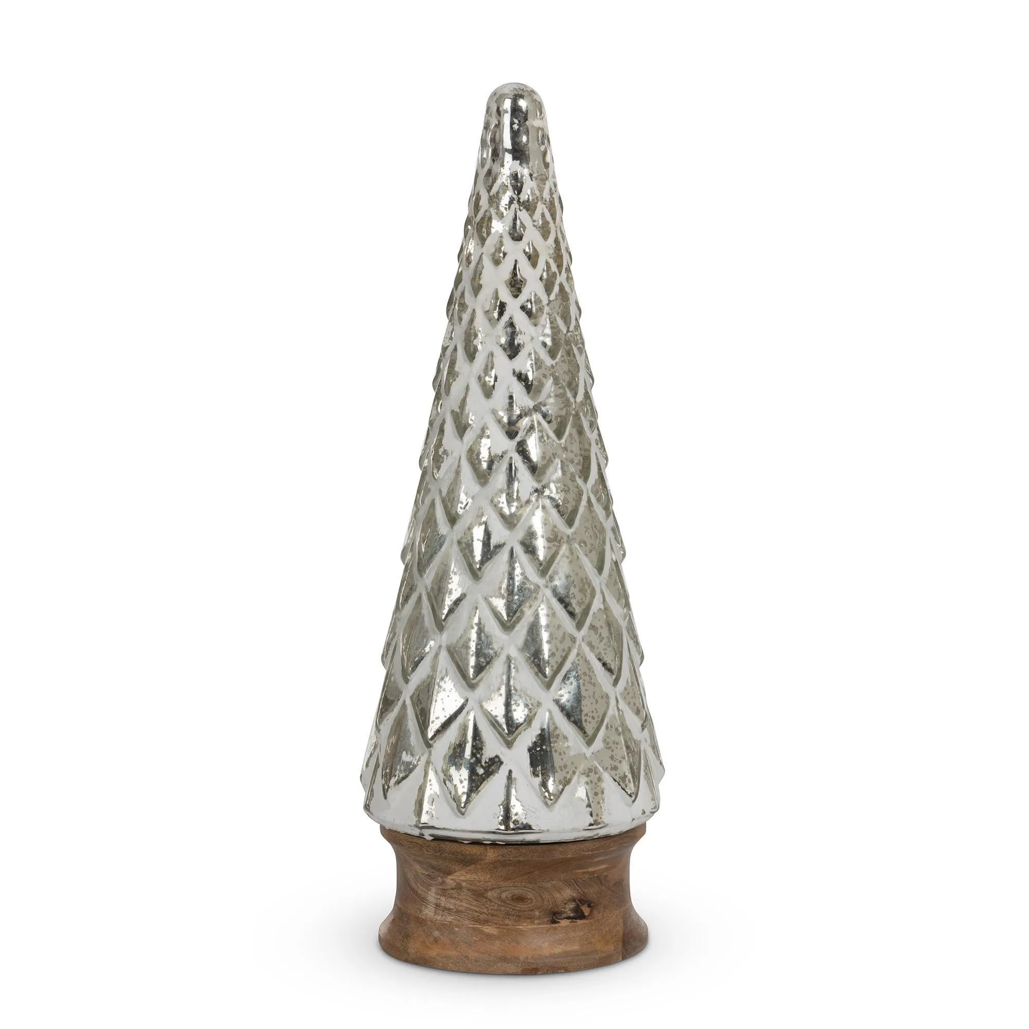 Whitewash Silver Mercury Glass Tabletop Tree, 19"