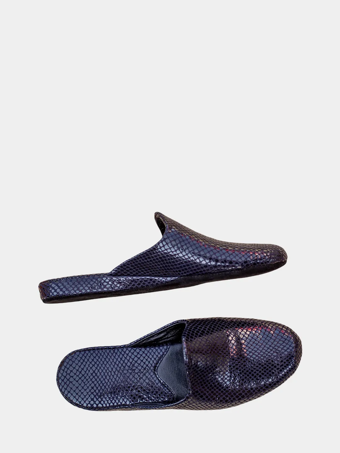 Women's "Blue Reptilie" slippers Model 1102 Cowhide Leather