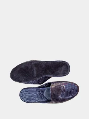Women's "Blue Reptilie" slippers Model 1102 Cowhide Leather